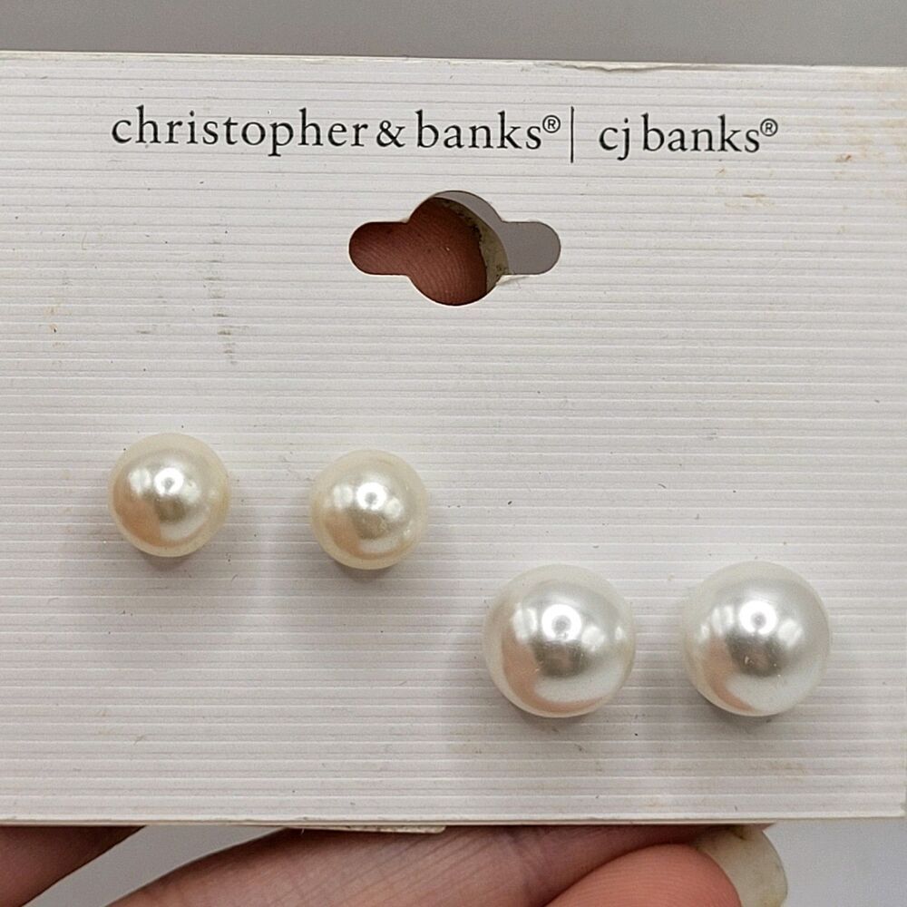 Christopher & Banks CJ Banks Double Simulated Pearl Stud Earrings